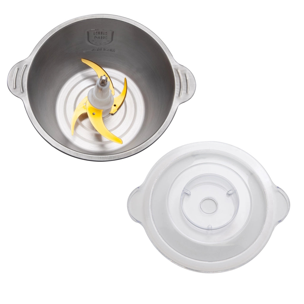 Tritatutto elettrico 1,8L con lame titanio 4 coltelli e doppia velocità, ciotola acciaio inox per carne e verdure - Sogo