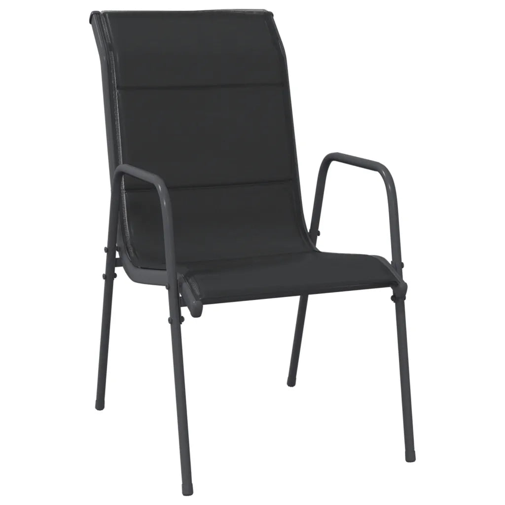 Set da Pranzo da Giardino 7 pz Nero in Acciaio e Textilene 3200699
