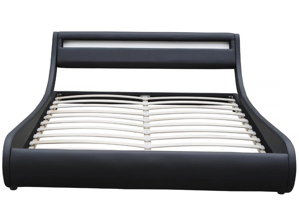 Letto con luce LED "Natacha" - 160 x 200 cm - Nero