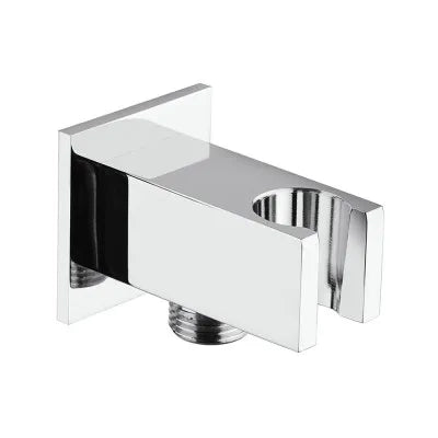 Set doccia cromo con doccino quadrato, presa acqua e flessibile