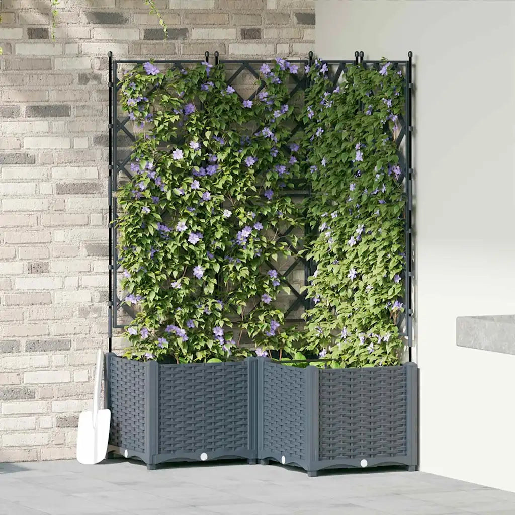 Vaso da giardino 3 pcs Grigio Chiaro 80 x 80 x 143 cm Plastica 42002887