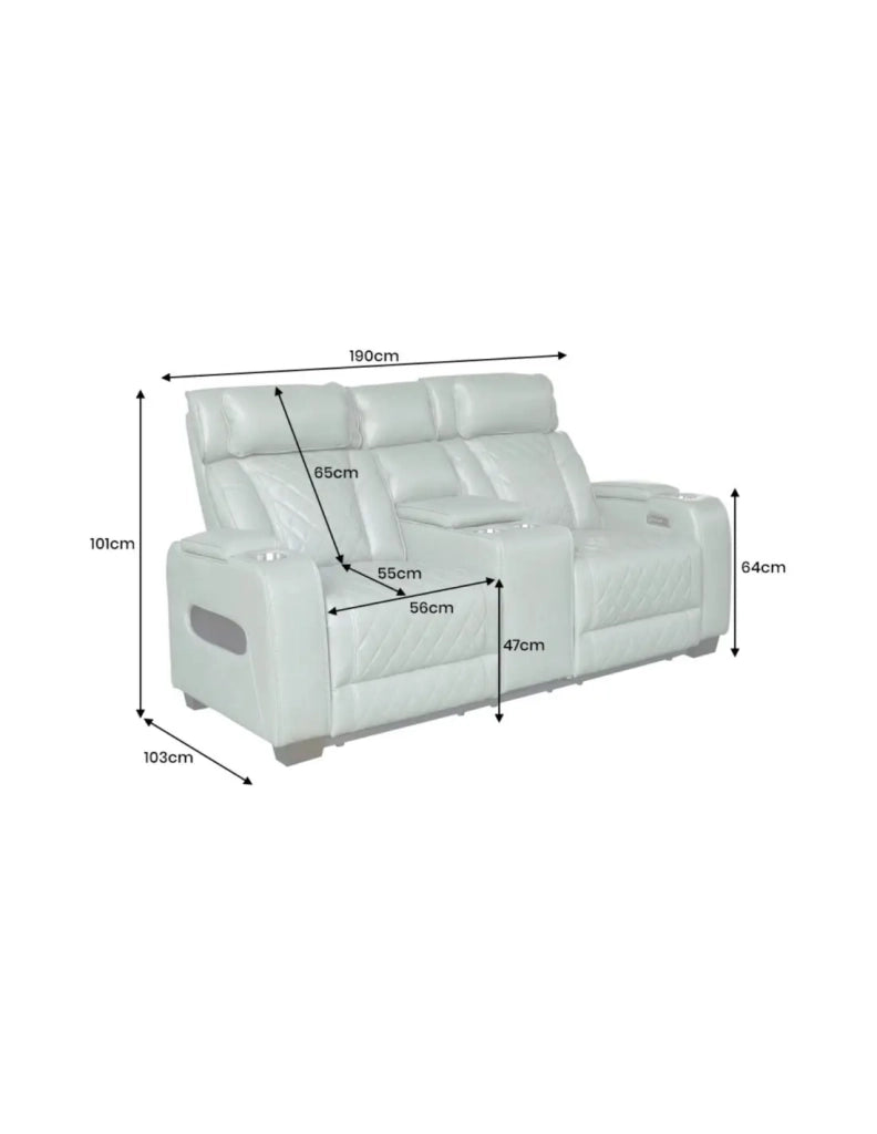 Divano cinema relax DOMUS 2 posti in similpelle – Verde menta – 190 x 101 x 103 cm