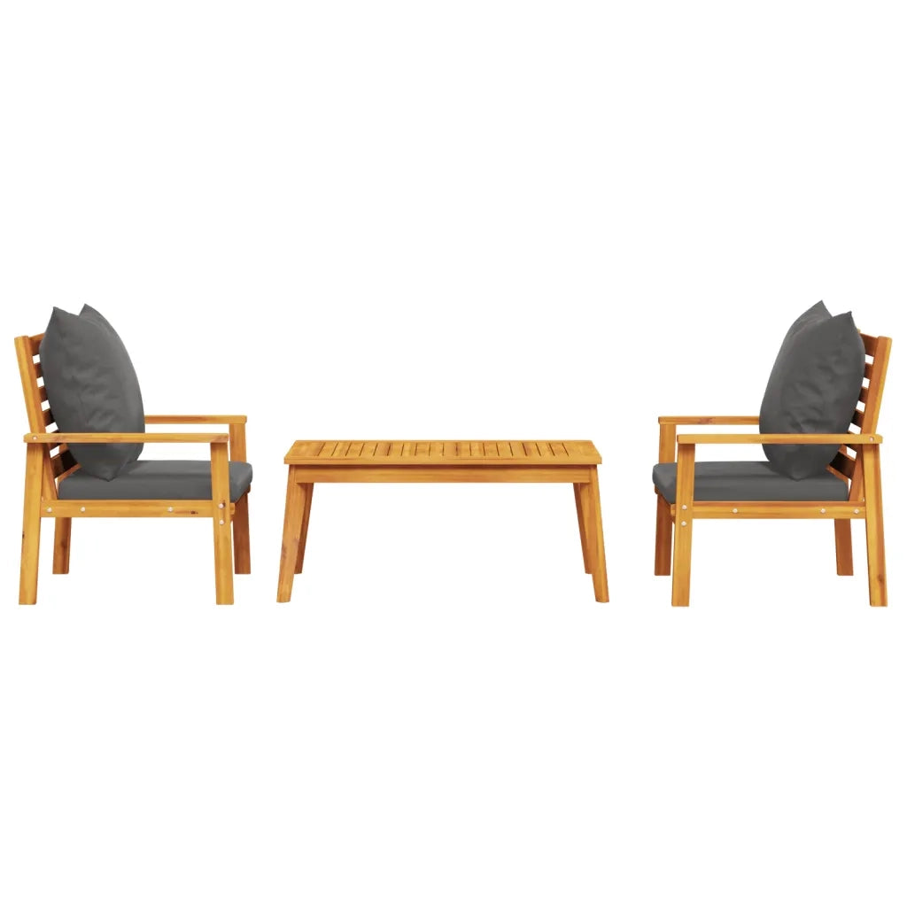 Set Mobili da Giardino 3pz | Set Salotto da Giardino con Cuscini Legno Massello di Acacia