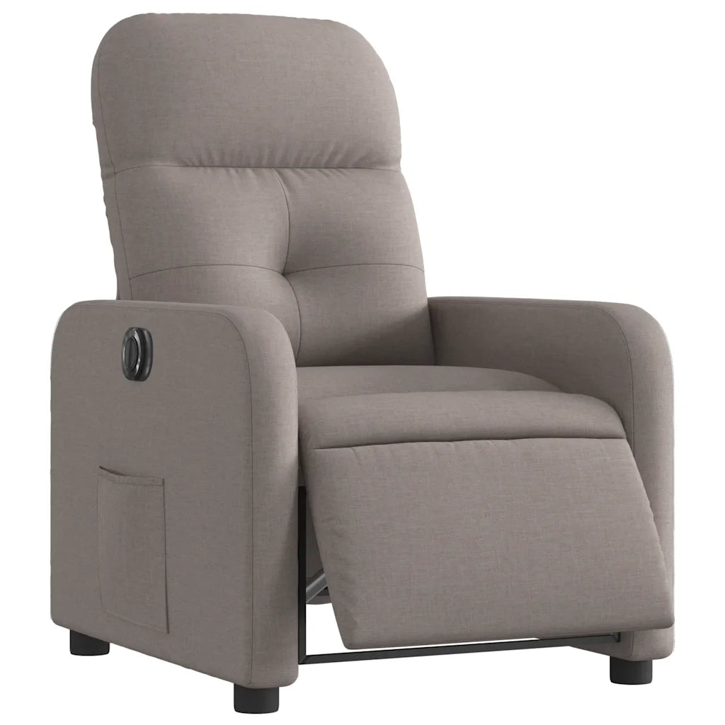 Poltrona | Sedia Relax Elettrica Reclinabile Tortora in Tessuto