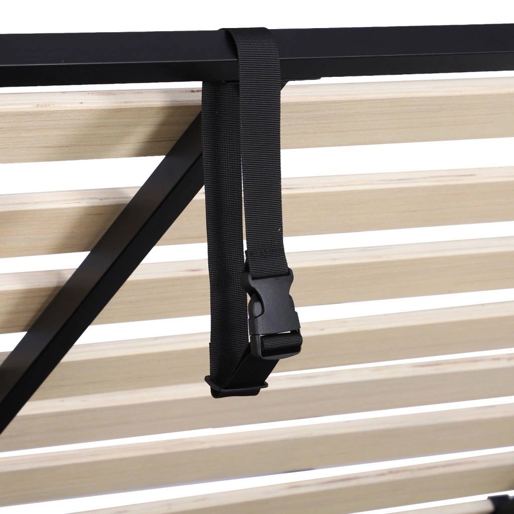 Letto contenitore con rete a doghe decorazione legno, 160x200cm ,