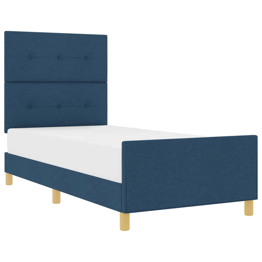 Struttura del letto con testiera Blu 90 x 190 cm Tessuto 3344696