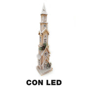 Decorazione Luminosa Casetta Natalizia con Led Colore Naturale in legno 4x12 h 69 cm