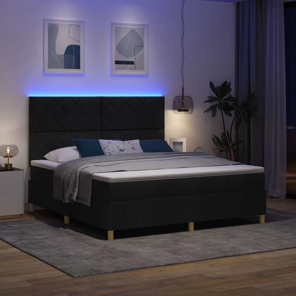 Letto a molle con materasso Nero 180 x 200 cm Tessuto 3343196