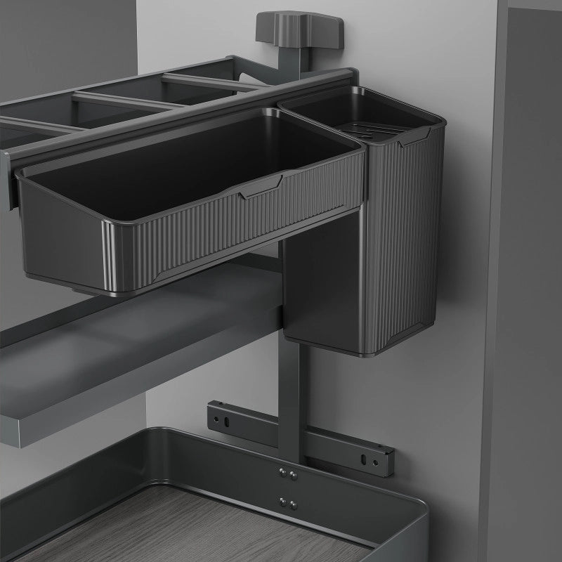 Portabottiglie laterale estraibile Harmony con chiusura soft, Modulo larghezza 200mm altezza 800mm, Acciaio e Legno, G..