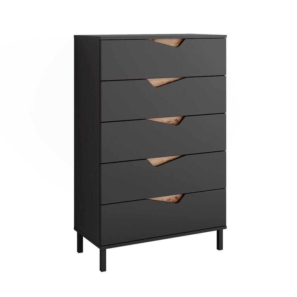 Vicco Cassettiera per camera da letto Antracite/Artisan 76 x 120 cm con 5 cassetti