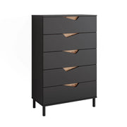 Vicco Cassettiera per camera da letto Antracite/Artisan 76 x 120 cm con 5 cassetti