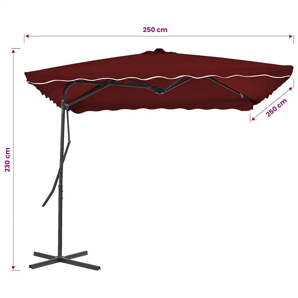 Ombrello | Parasolne con Palo in Acciaio Rosso Bord¨° 250x250x230 cm