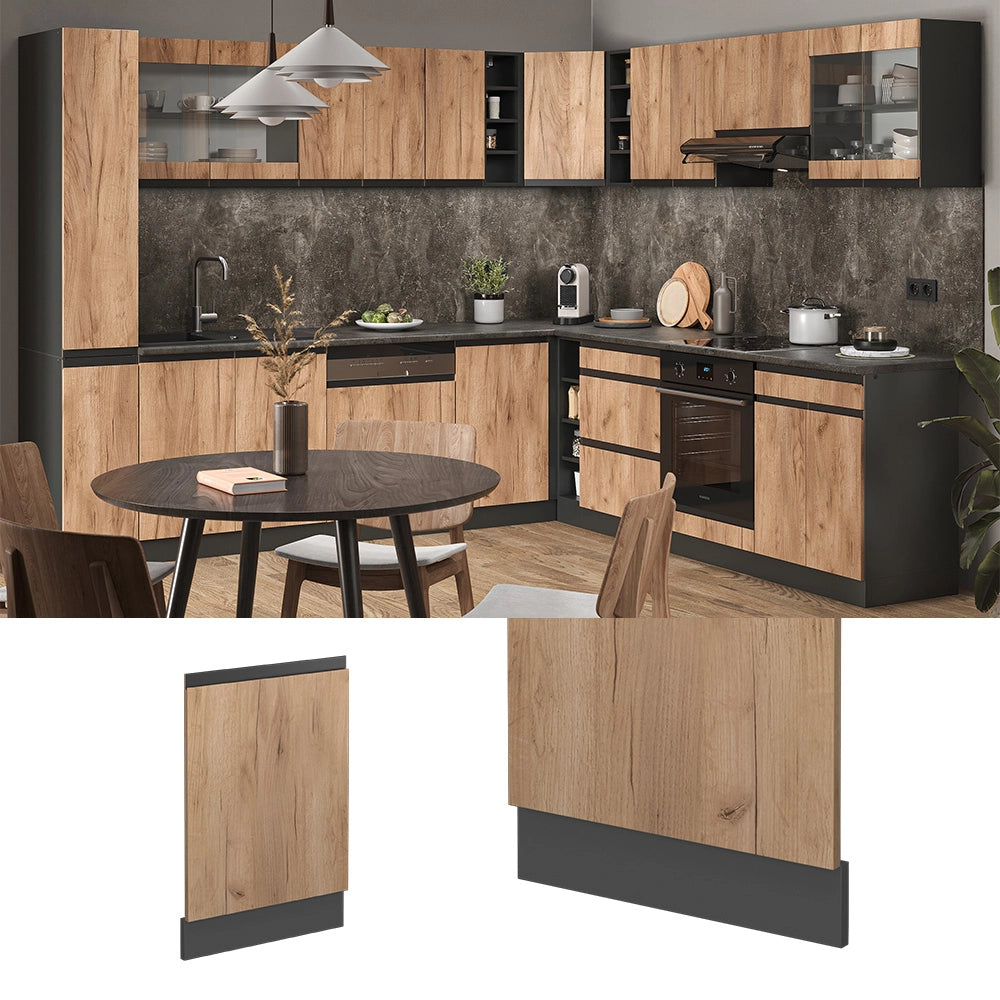 Pannello frontale della lavastoviglie R-Line Rovere dorato/Antracite 45 cm J-Shape, PL Antracite Vicco
