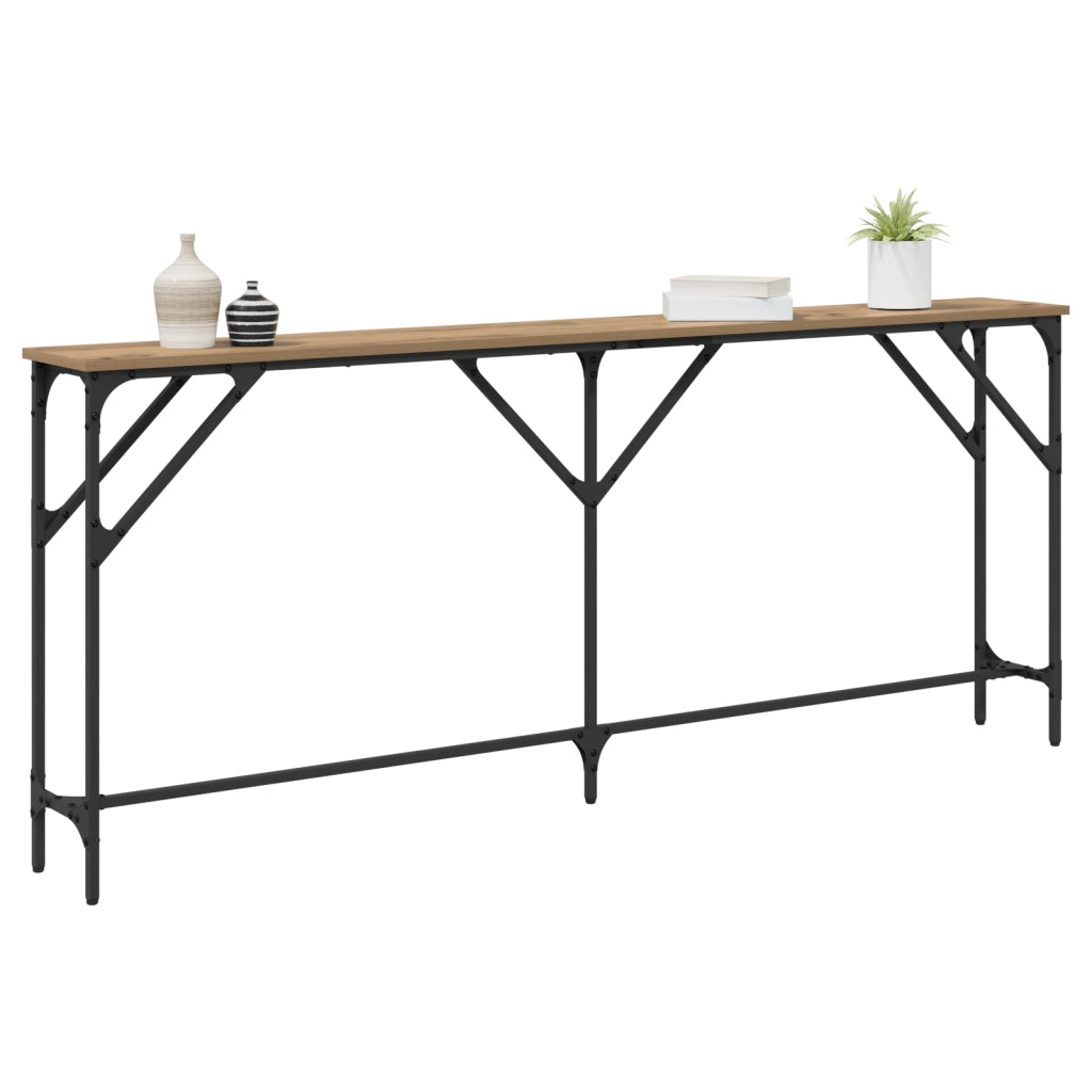 Tavolo da Console Rovere Artigianale 180x23x75 cm Legno Tecnico