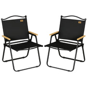 Sedia da Esterni Pieghevole con Braccioli ¨C Zephmum ¨C Tessuto Oxford Nero e Acciaio
