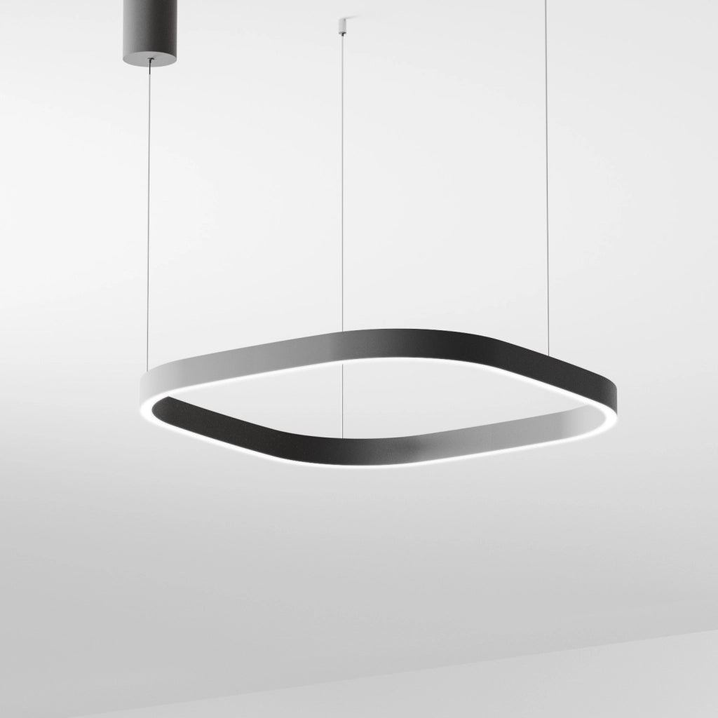 Lampada a Sospensione Criseide S/1P Q - Led 60W 3000K 3100lm in Alluminio Nero - Biemissione Dimmerabile Taglio di Fase - Gealuce