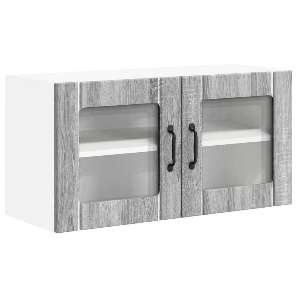 Pensile da cucina | Mobile in vetro da parete LUCCA Grigio Sonoma 80 x 31 x 40 cm