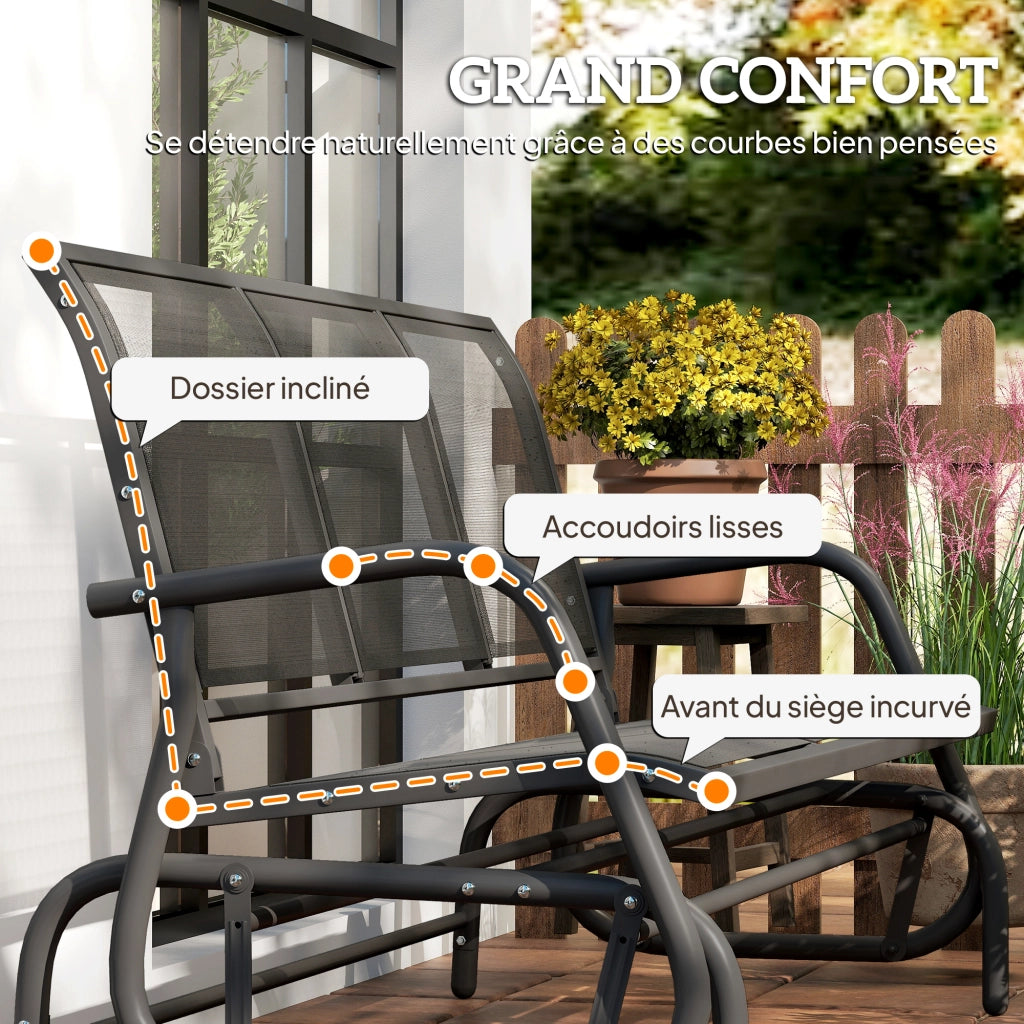 Divano da Giardino 3 Posti ¨C zephmum ¨C Tessuto Nero, Acciaio