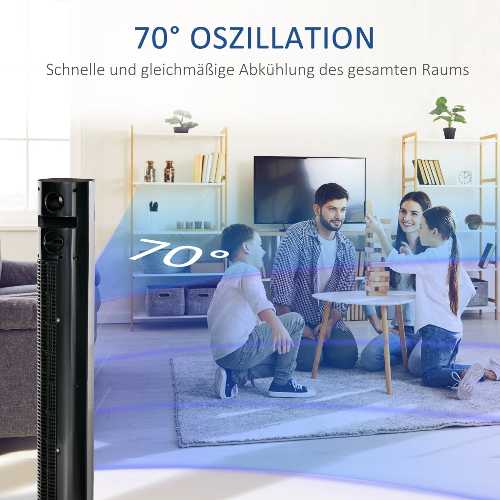 Ventilatore a colonna con telecomando e diffusore di aromi ¨C zephmum ¨C Nero 45W 70¡ã oscillazione
