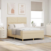 Letto a molle con materasso Crema 140 x 200 cm Tessuto 3343185