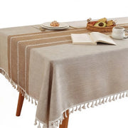 Tavolo quadrato con tovaglia di lino di cotone - Duraturo, impermeabile, soffice e liscio - Con pennelli - Adatto per cucina, sala da pranzo, festa, festival, decorazione da tavolo - 140x220cm