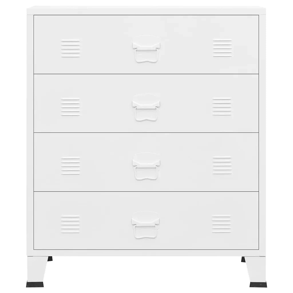 Armoire à tiroirs industrielle Blanc 78x40x93 cm Métal