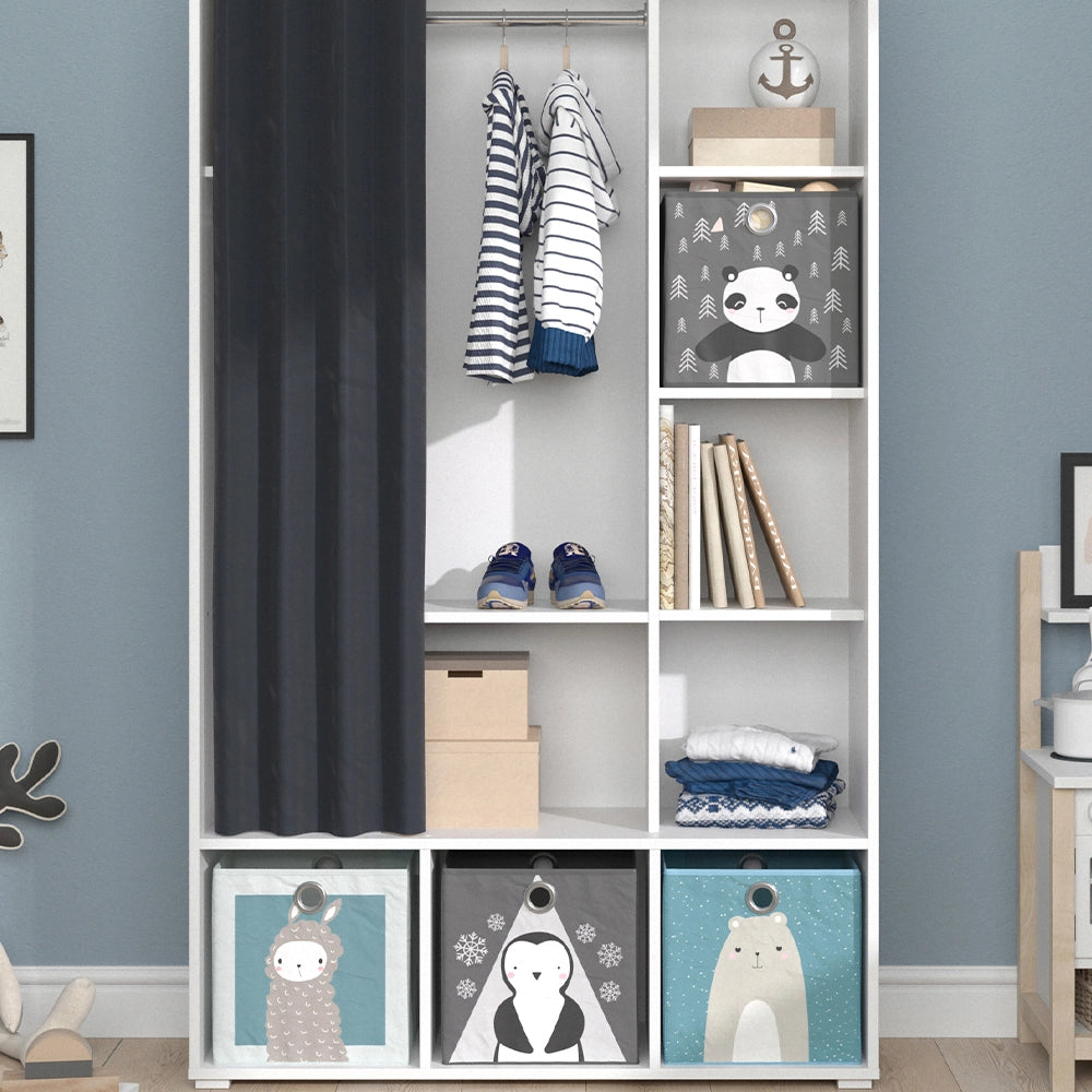 Vicco Guardaroba per bambini Bianco 38 x 178.1 cm Con cassetti pieghevoli (grigio)