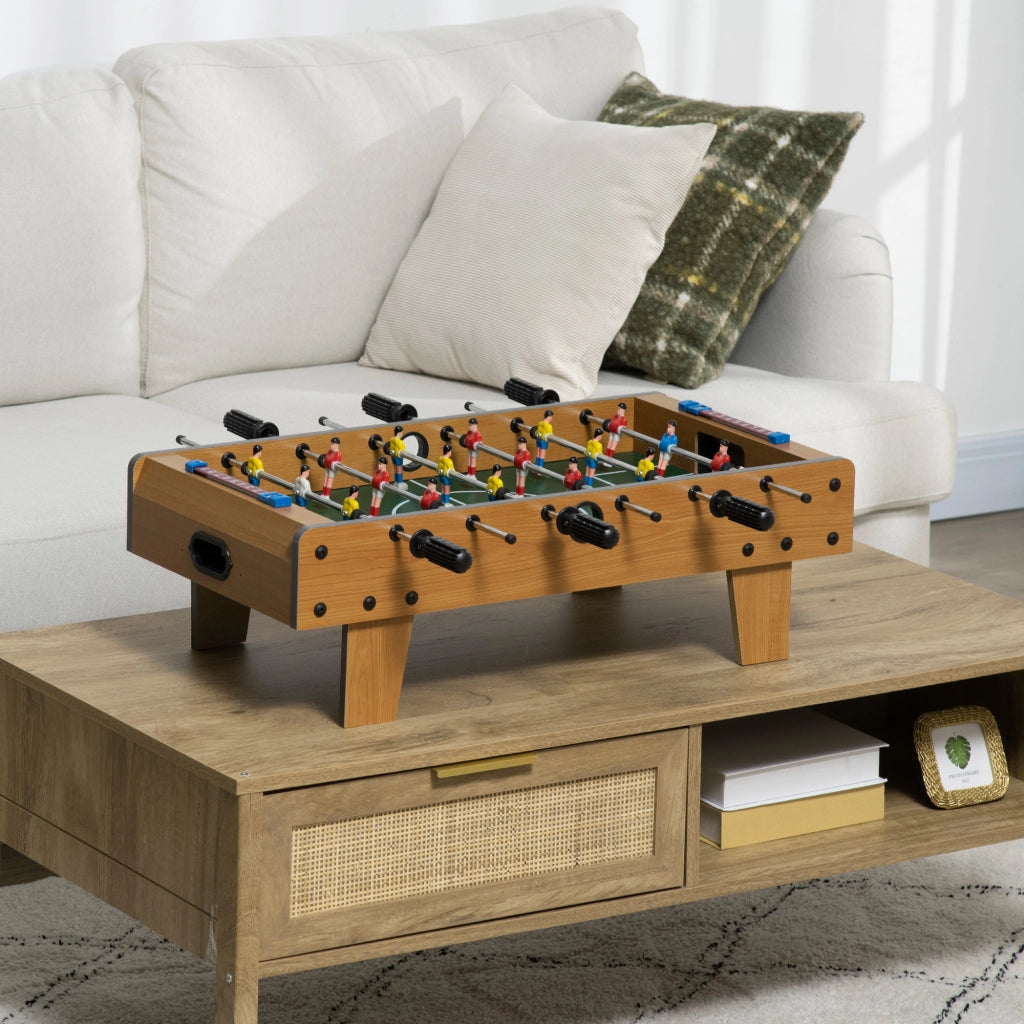 Calcio Balilla Pieghevole per Adulti e Bambini 69x36,5x22 cm con 2 Palline e Segnapunti in Legno Colore Naturale