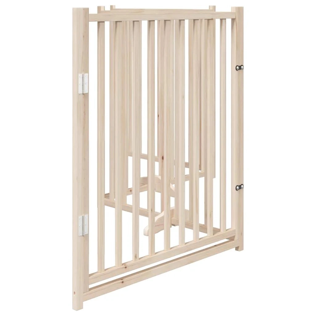 Cancelletto di sicurezza per cani con 4 pannelli in legno massello di abete marrone 02_0023306