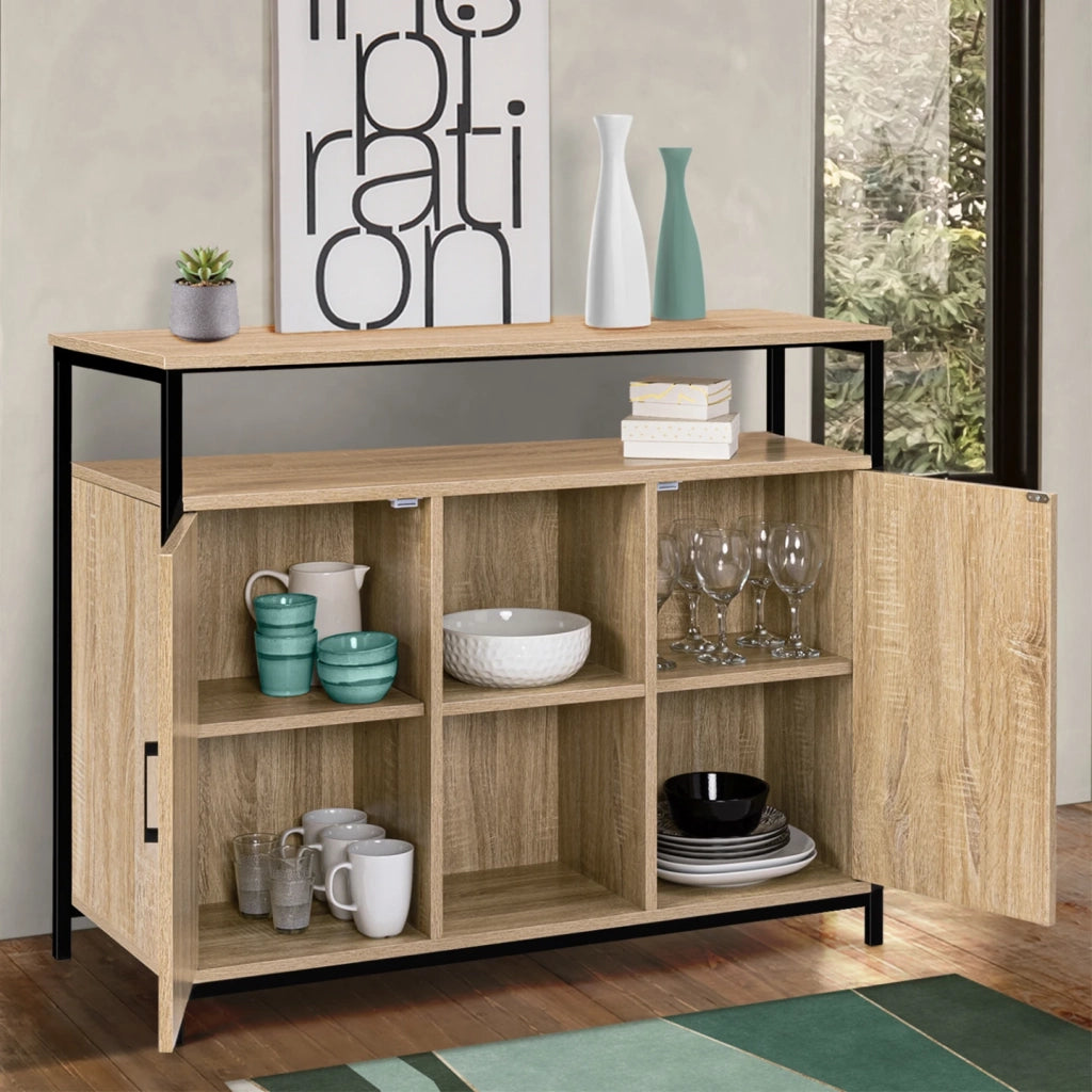 IDMarket - Credenza a 2 ante con ripiano dal design industriale DETROIT