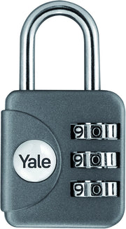 Yale LUCCHETTO DI SICUREZZA VALIGIA COMBINAZIONE mm. 28 Corpo lega zinco - Arco acciaio  Col. Grigio