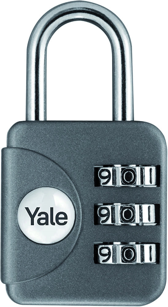 Yale LUCCHETTO DI SICUREZZA VALIGIA COMBINAZIONE mm. 28 Corpo lega zinco - Arco acciaio  Col. Grigio