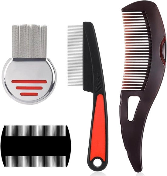 Set di 4 pezzi di spazzola per capelli con denti sottili in acciaio inossidabile per uomo donna - rimuove la lanugine e la sporcizia
