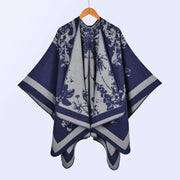 Sciarpa/stola da donna in stile vintage, ampia, jacquard, calda, con spacco.