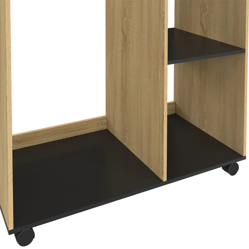 IDMarket - Armadio RACHEL 80 x 40 x 120 cm su rotelle, faggio e nero
