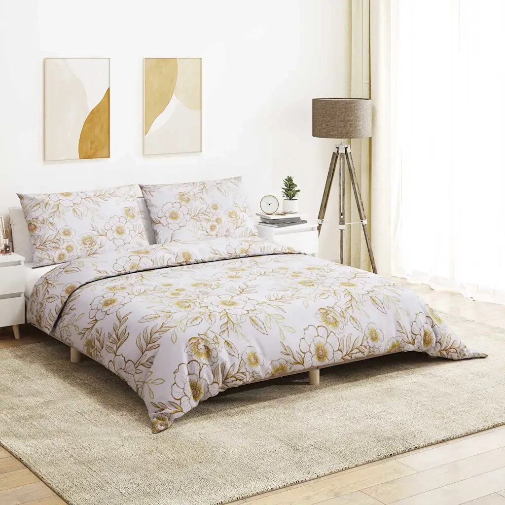 Set Copripiumino Bianco e Marrone 140x200 cm in Cotone CFW9172357