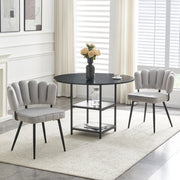 Set tavolo e 2 sedie 107x75 cm con doppio ripiano in MDF e metallo; nero e grigio chiaro