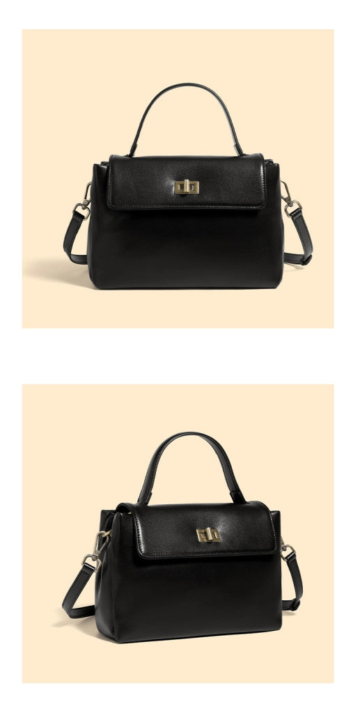 Borsa a mano e a tracolla da donna in vera pelle nera