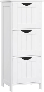 VASAGLE Armadietto bagno 3 cassetti 30x32x81 cm bagno soggiorno sala sala da pranzo cucina moderno bianco opaco BBC50WT