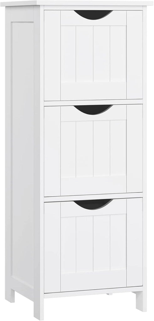 VASAGLE Armadietto bagno 3 cassetti 30x32x81 cm bagno soggiorno sala sala da pranzo cucina moderno bianco opaco BBC50WT