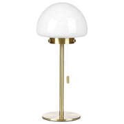 Lampada da tavolo con base in metallo oro e paralume in vetro, in stile minimalista, per la casa e l'ufficio.