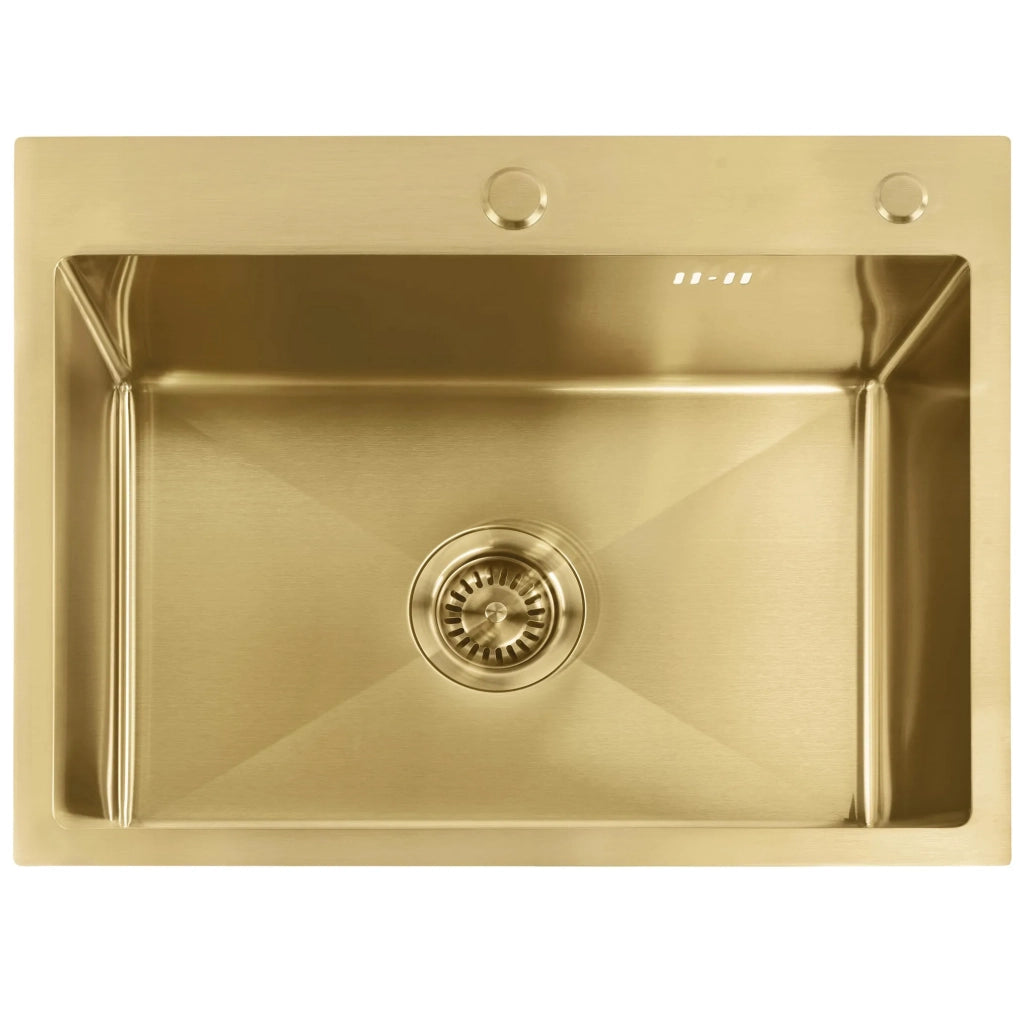 Lavello In Acciaio Con Set Di Accessori 3 Pz. Rea Liam Brush Gold Accessori grigi