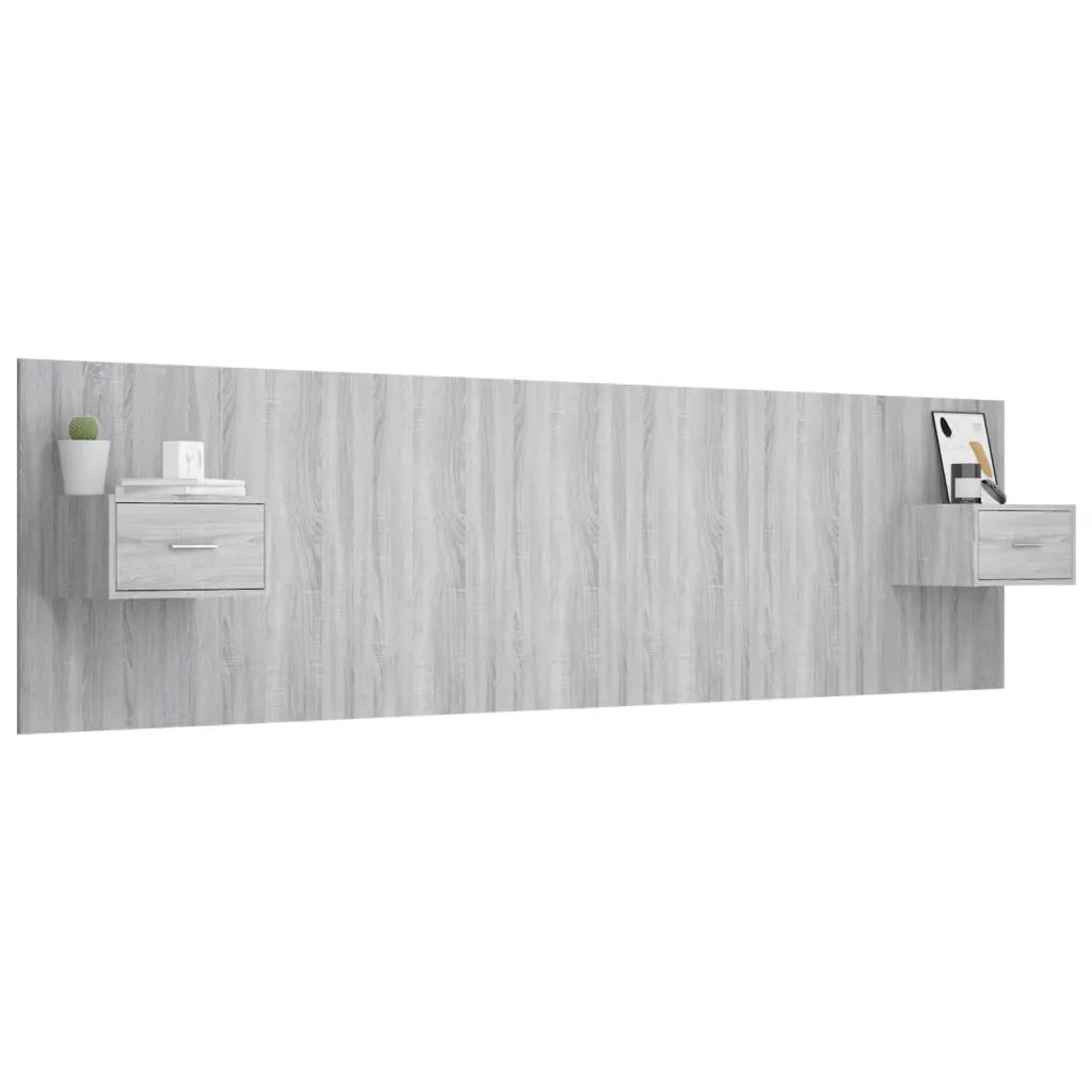 Testiera Letto con Comodini in Legno Multistrato Grigio Sonoma cod mxl 50030