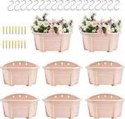 Set di 8 Vasi in Plastica da Appendere per Fiori Retro per Ringhiere - Beige