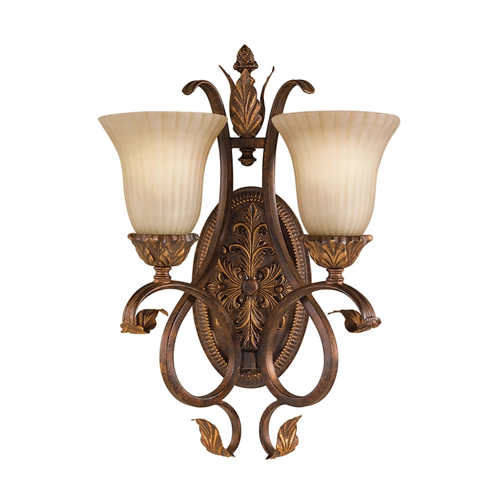 Applique Contemporanea Sonoma Valley Acciaio Marrone Antico Vetro 2 Luci E27