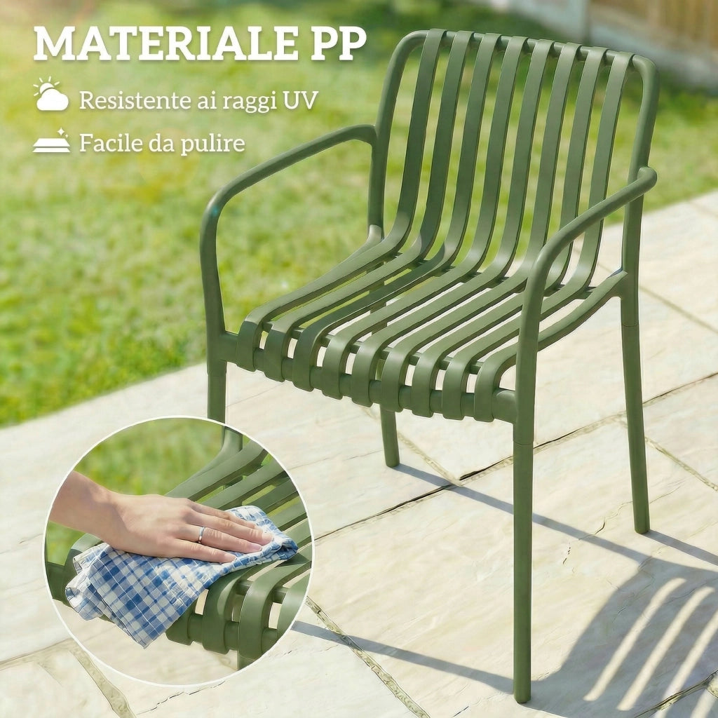 Sedia da Pranzo da Giardino Impilabile con Braccioli ¨C zephmum ¨C Grigio