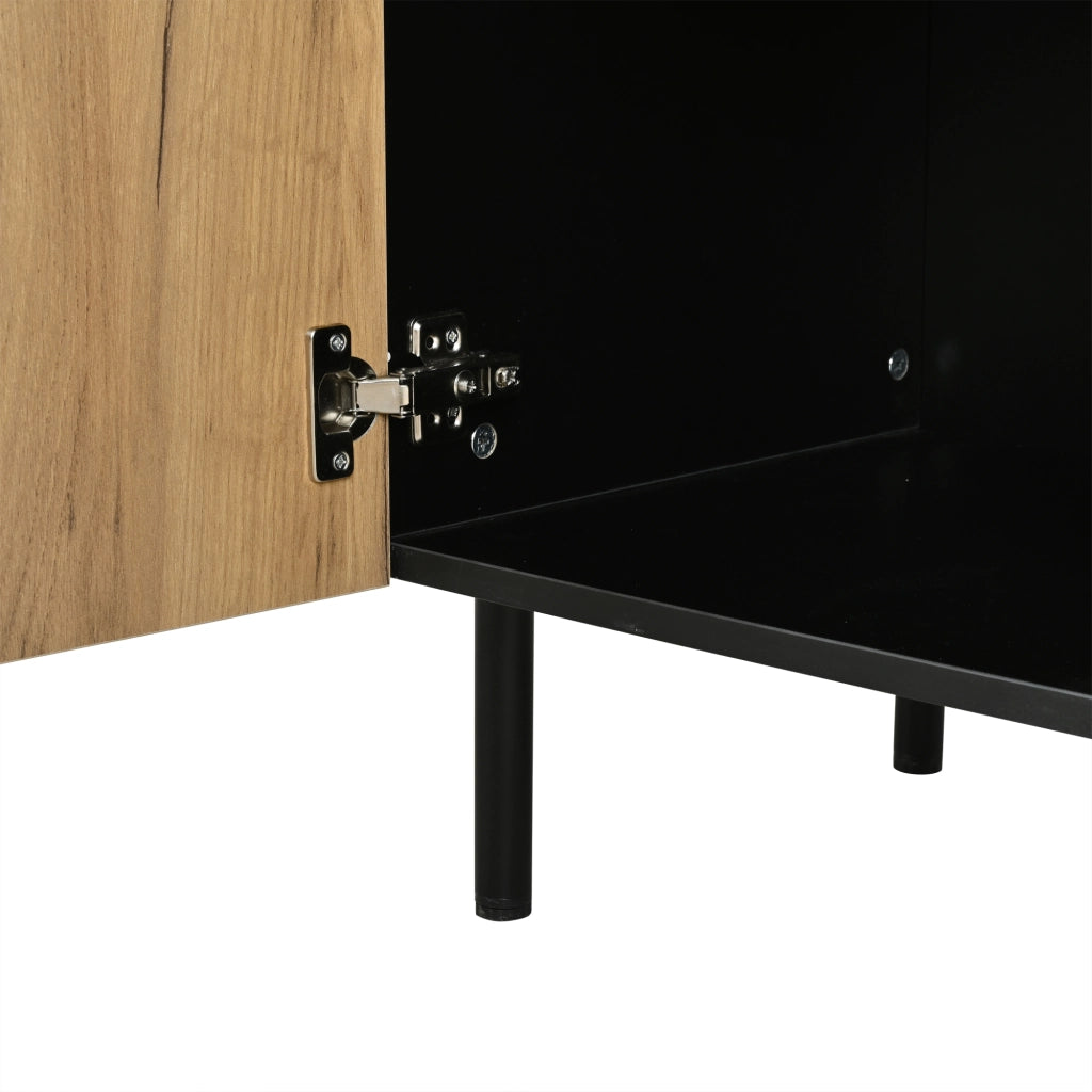 Credenza con 3 cassetti e 2 ante; per soggiorno; in truciolare; 120×40×76 cm; naturale