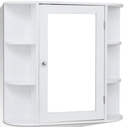 Mobile bagno sospeso 66 x 16,5 x 60 cm con specchio e 6 ripiani moderni in MDF bianco 20_0019452