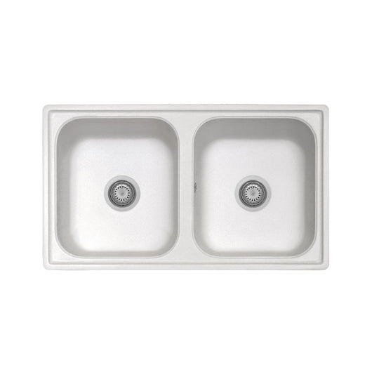 Lavello 86x50 cm 2 vasche bianco Samet