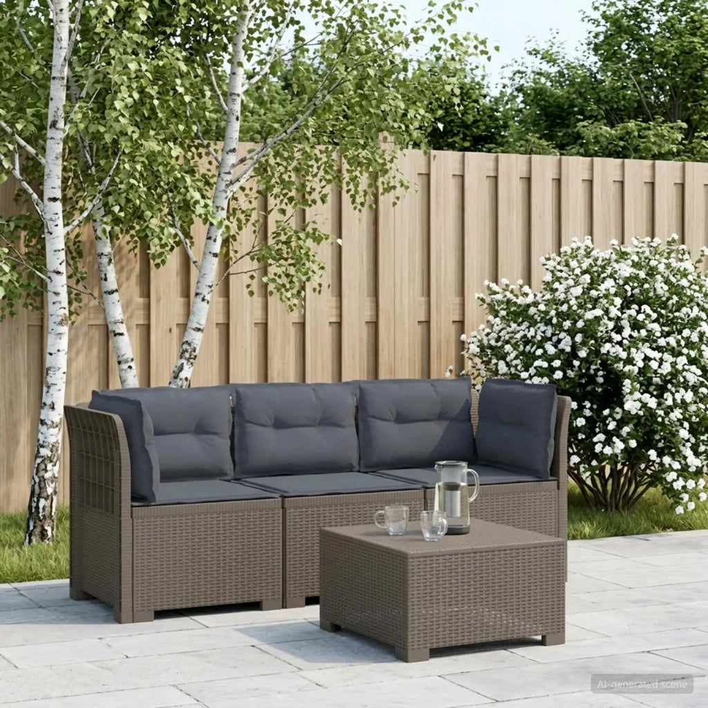 Divano da giardino 3 posti con cuscini in look rattan PP 3443849